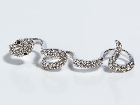 IN THE GRASS SNAKE RHINESTONE STATEMENT RING Discount