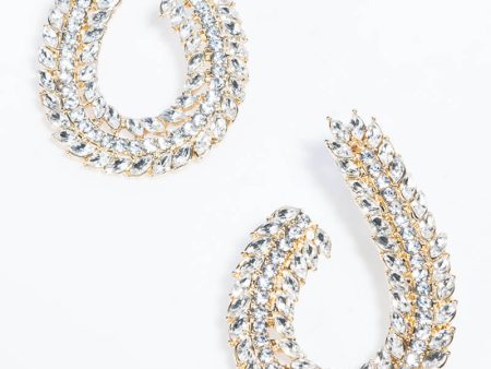 SIDE SLING RHINESTONE EARRING Cheap