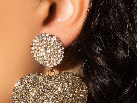 BIG HEARTED RHINESTONE EARRING Online now